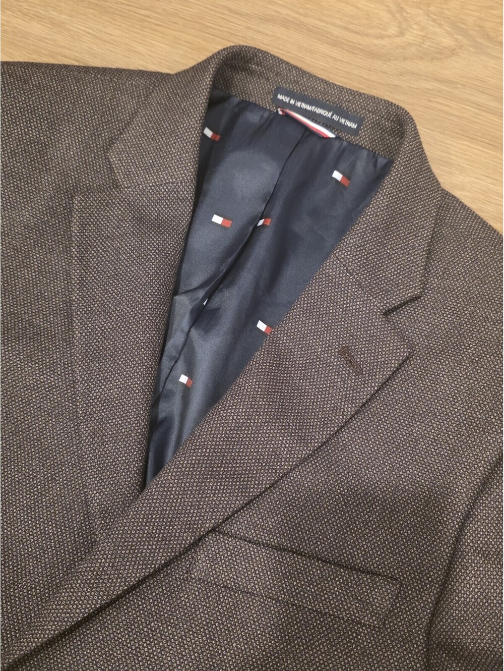 Tommy Hilfiger Mens Brown Textured Two Button Blazer Sport Coat Jacket 42L
